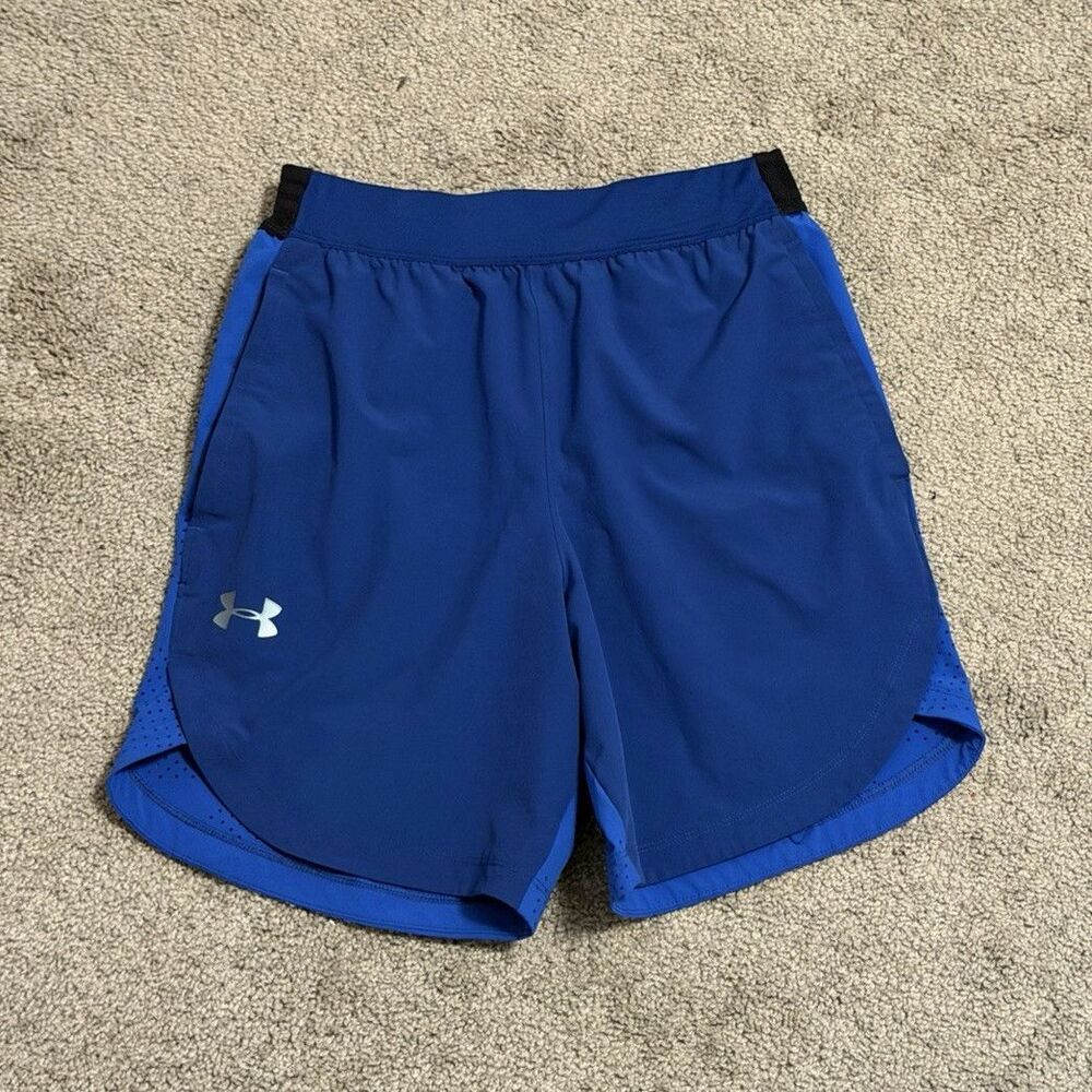 Under Armour HeatGear Men's Blue/Black Athletic Fitted Shorts Pockets S 1351667